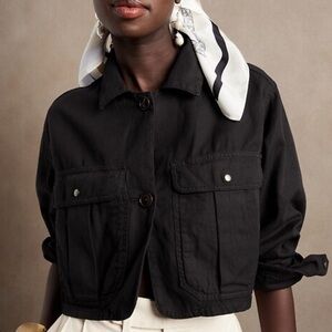 Banana Republic Cropped Black Utility Jacket Size L